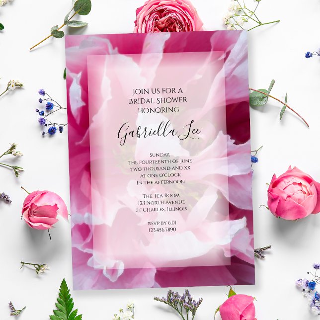 Pink Peony Flower Bridal Shower Invitation (Creator Uploaded)