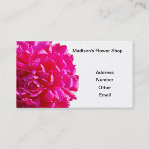 Pink peony flower business card