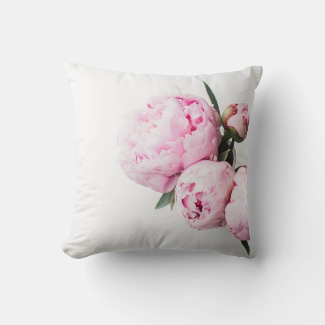 Pink Peony Flower Cushion (Front)