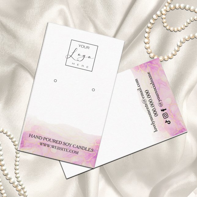  Pink Peony Flower earrings display Business Card (Creator Uploaded)