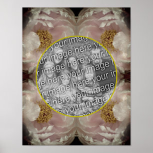 Pink Peony Flower Frame Create Your Own Photo Poster