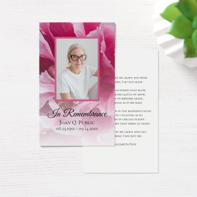 Pink Peony Flower Funeral Service Memorial Prayer (Desk)