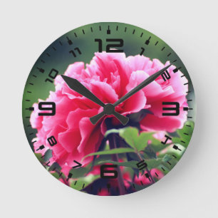 Pink Peony Flower in the Garden-33333 Round Clock