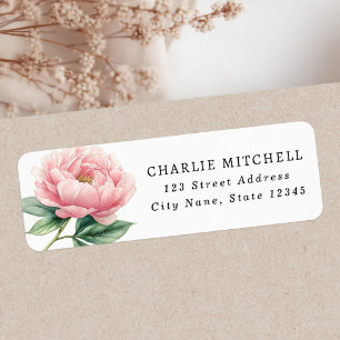 Pink peony flower painting return address