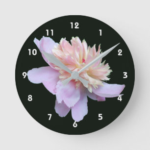 Pink Peony Flower Round Clock