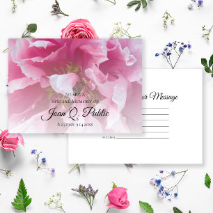 Pink Peony Flower Share a Memory Funeral  Card