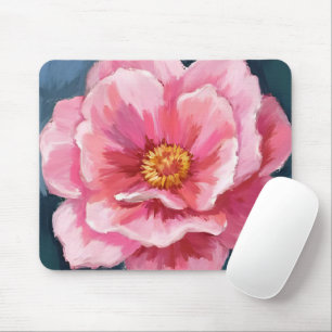 Pink Peony Flower Watercolor Floral Painted Mouse Mat