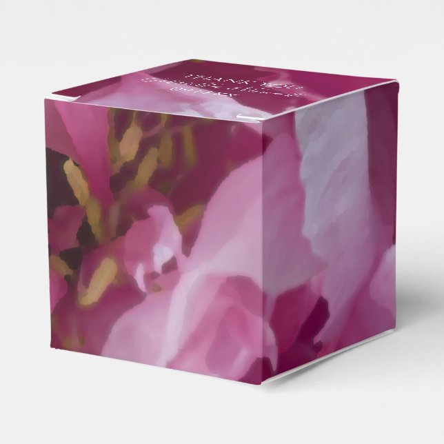 Pink Peony Flower Wedding Favour Box (Front Side)
