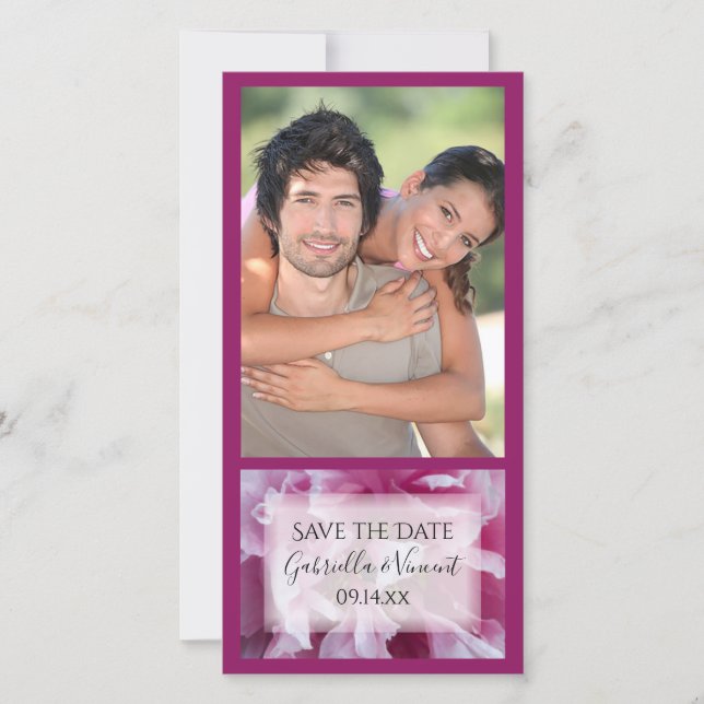 Pink Peony Flower Wedding Save the Date (Front)