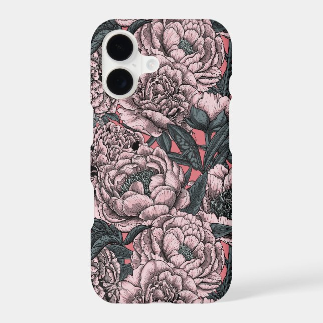 Pink peony flowers and moths (Back)