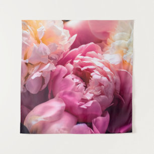 Pink peony flowers as floral art background, botan tapestry