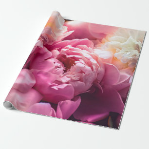 Pink peony flowers as floral art background, botan wrapping paper