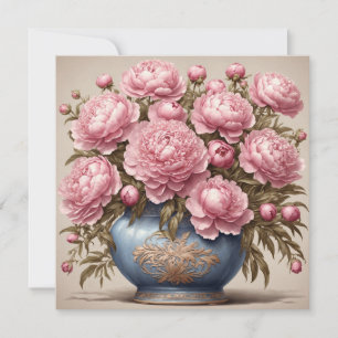 Pink Peony Flowers Card