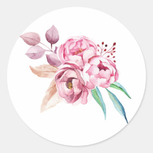 Pink PEONY flowers Classic Round Sticker