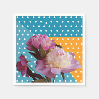 Pink peony flowers Elegant  Paper Napkins