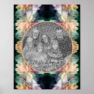 Pink Peony Flowers Frame Add Your Photo Poster