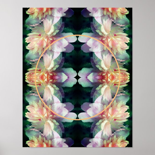 Pink Peony Flowers Frame Add Your Photo Poster (Front)