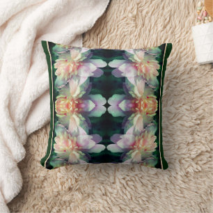 Pink Peony Flowers Multiplied Abstract Cushion