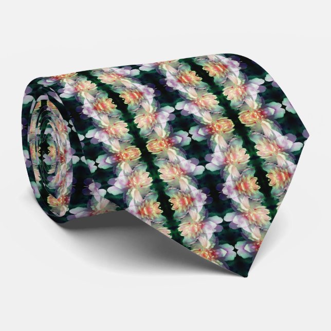 Pink Peony Flowers Multiplied Abstract Tie (Rolled)