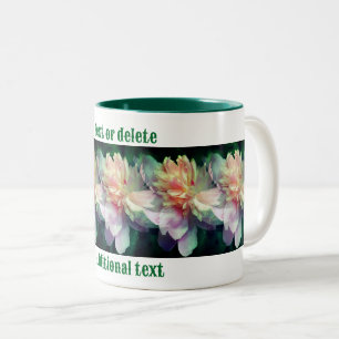 Pink Peony Flowers Multiplied Personalized Two-Tone Coffee Mug