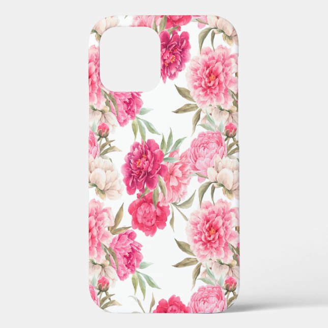 Pink peony flowers seamless pattern Case-Mate iPhone case (Back)