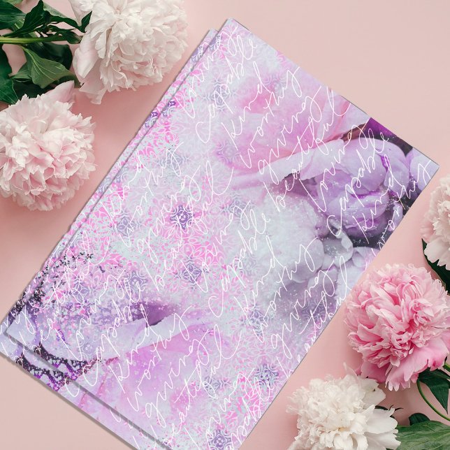 Pink Peony Flowers With Handwritten Text Overlay Tissue Paper (Creator Uploaded)