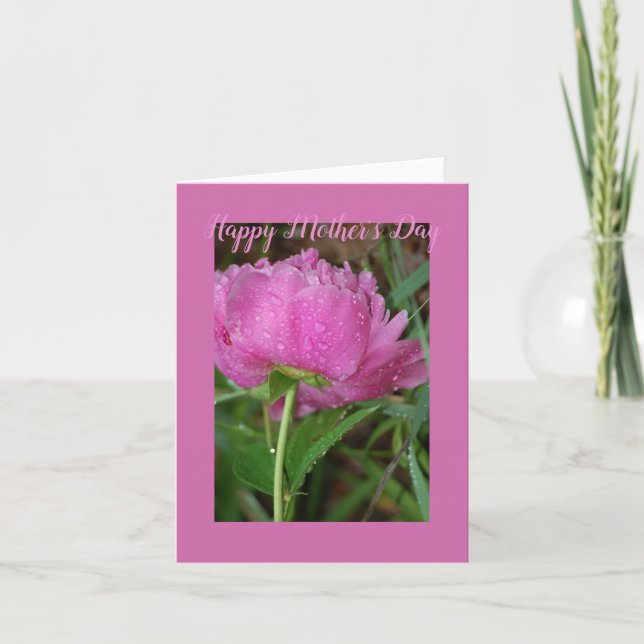 Pink Peony Folded Greeting Card (Front)