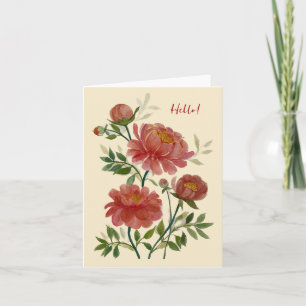 Pink Peony Folded Note Card