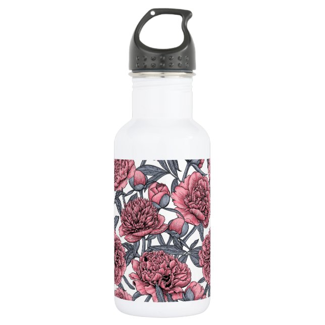 Pink peony garden 532 ml water bottle (Front)