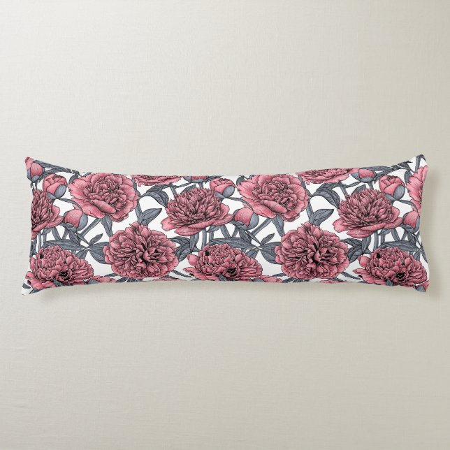 Pink peony garden body cushion (Front)