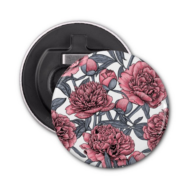 Pink peony garden bottle opener (Front)