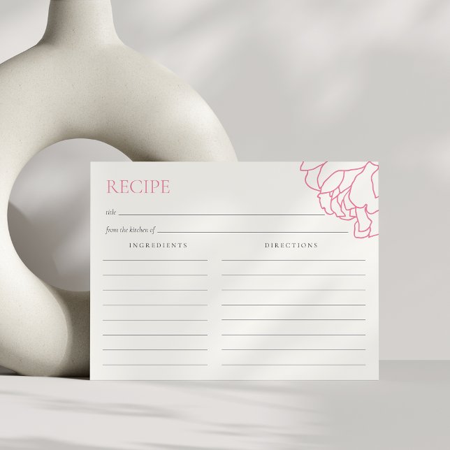 Pink | Peony Garden Bridal Shower Recipe Card (Creator Uploaded)