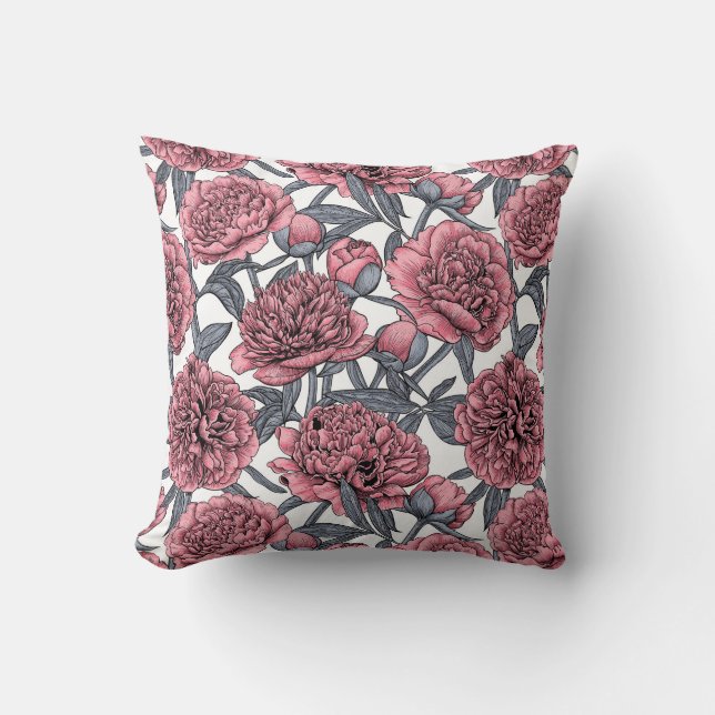 Pink peony garden cushion (Front)