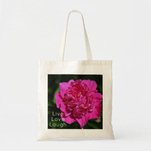 Pink Peony Garden Flower Motivational Tote Bag