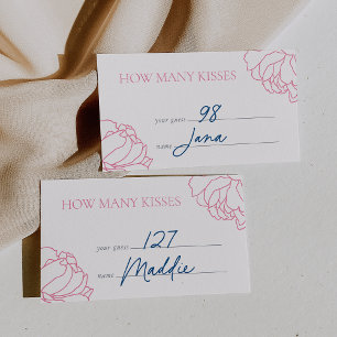 Pink   Peony Garden "How Many Kisses" Guess Card