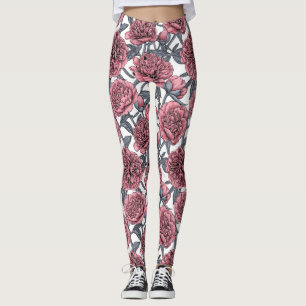 Pink peony garden leggings