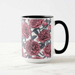 Pink peony garden mug
