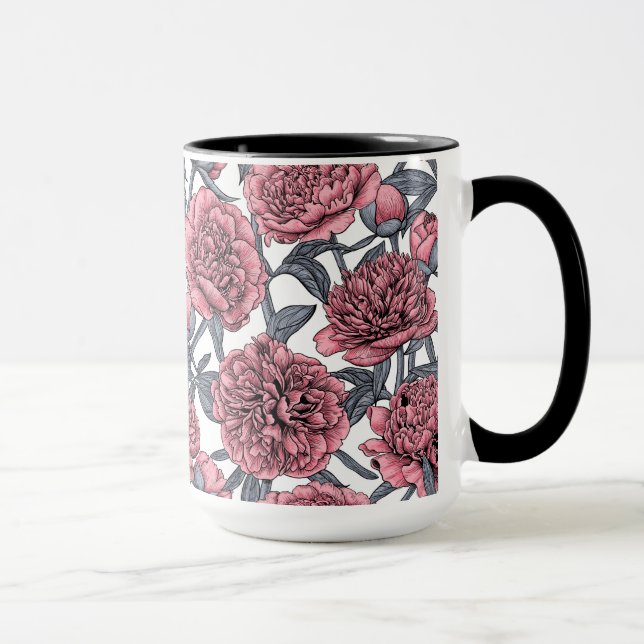 Pink peony garden mug (Right)