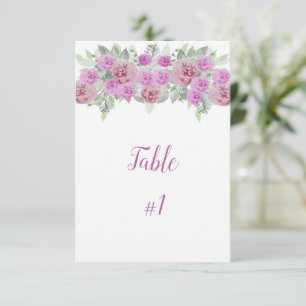 Pink Peony Greenery Reception Table Card