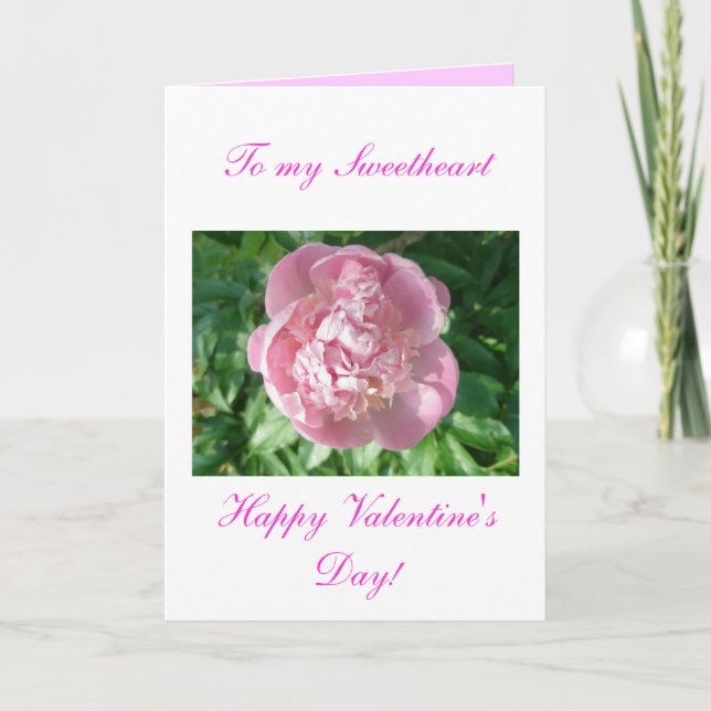 Pink Peony Happy Valentine's Day Card (Front)