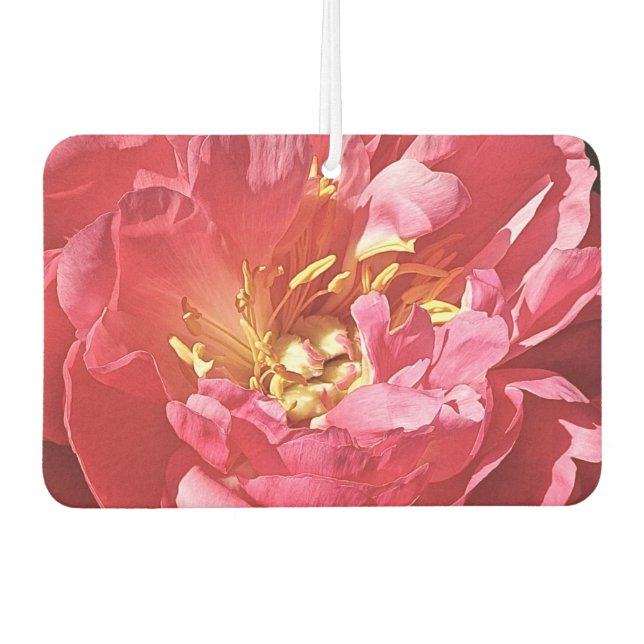 Pink Peony, Heart Air Freshener (Front)