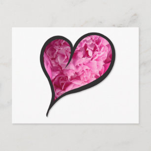 Pink Peony Heart Floral Design Postcard