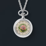 Pink Peony Hippocrates Healing Quote NecklaceWatch<br><div class="desc">A personalised pink peony,  Latin Hippocrates quote,  necklace Ewatch,  with Roman Numerals. The Latin quote translates to - “The healing power of nature. First do no harm”. Hippocratic Oath medical workers,  nurses,  doctors,  healers and carers gift ideas.</div>