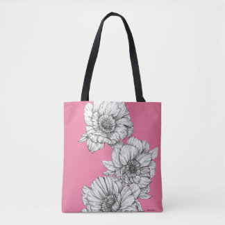 Pink Peony in Ink Tote Bag