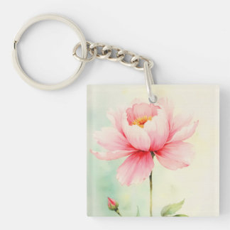 Pink Peony Key Ring