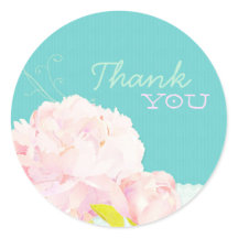 Pink Peony Lagoon Wedding Thank You