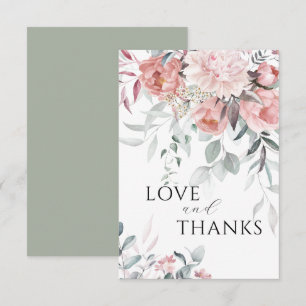 Pink Peony Love & Thanks Wedding Thank You Card