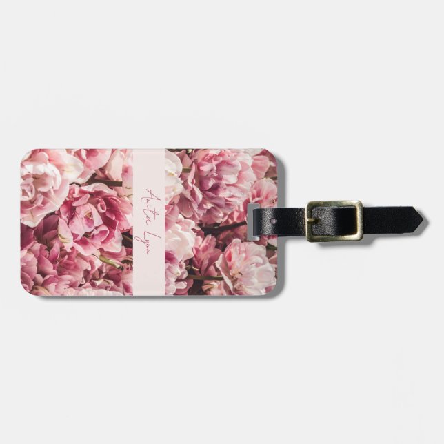 Pink Peony  Luggage Tag (Front Horizontal)