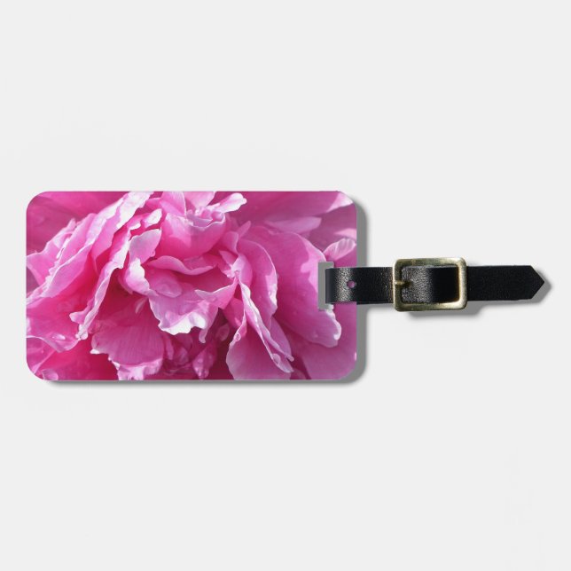 Pink Peony Luggage Tag (Front Horizontal)