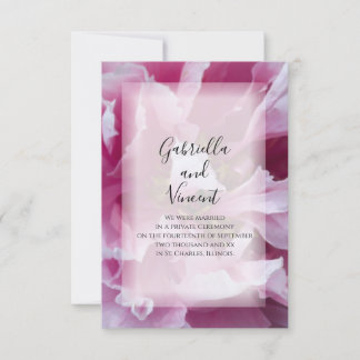 Pink Peony Marriage / Elopement Announcement
